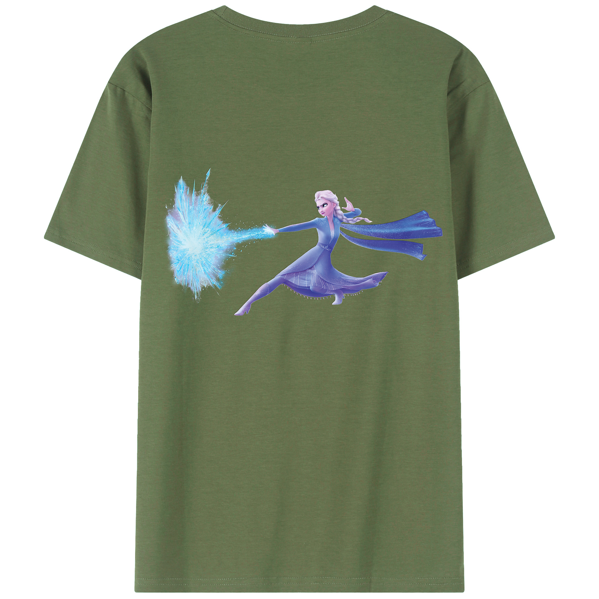 （画像用） アナと雪の女王 アンナ エルサ Frozen Anna Elsa 綿100％ メンズ半袖Tシャツ（バックプリント） 通気性